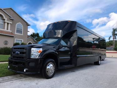 the exterior of a party bus