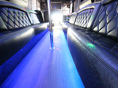 purple light inside the party bus