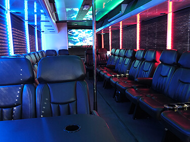 seats inside the party bus