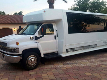 Pristine white bus to celebrate