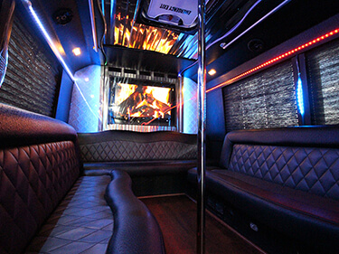 Leather seats inside the party bus