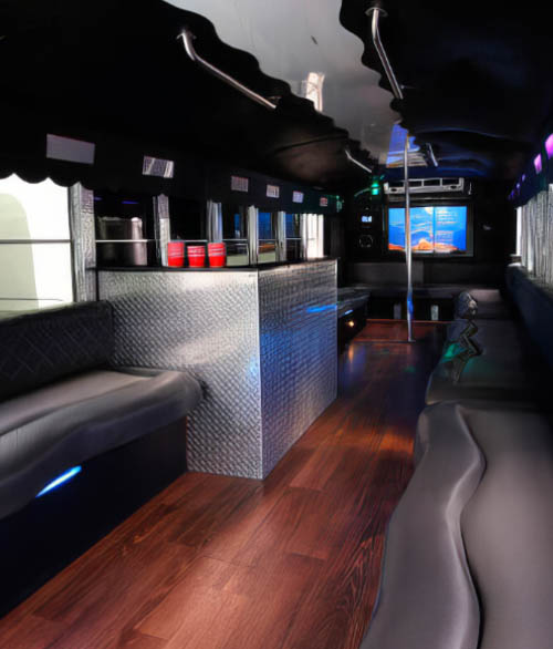 Party bus with standing bar