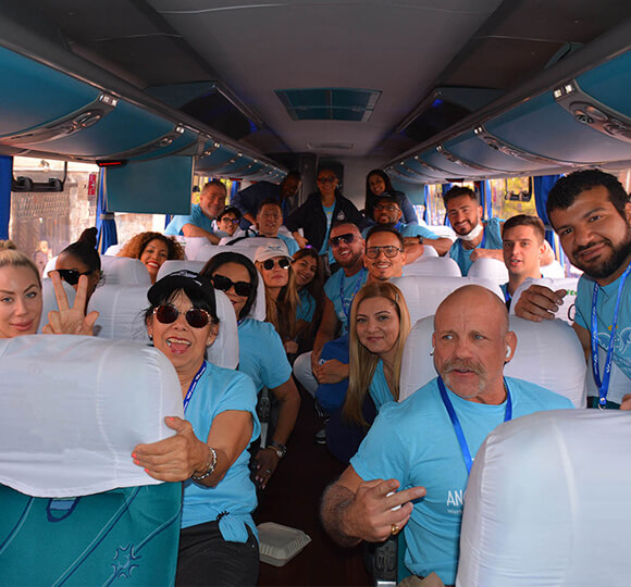 Group enjoying Tampa to Miami charter bus