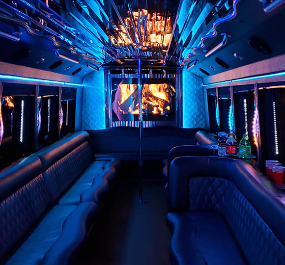 Party bus with neon lights