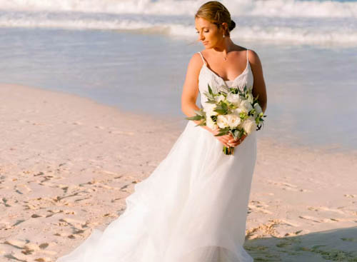 Fort Lauderdale Beach bride with bouquet